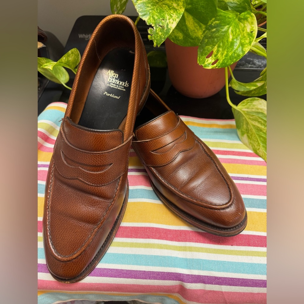 Allen Edmonds Parkland Brown Pebble Dress Loafer, 12D